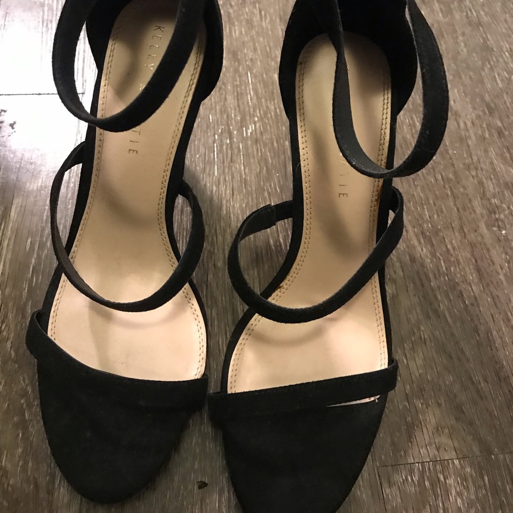 Black suede strappy heels